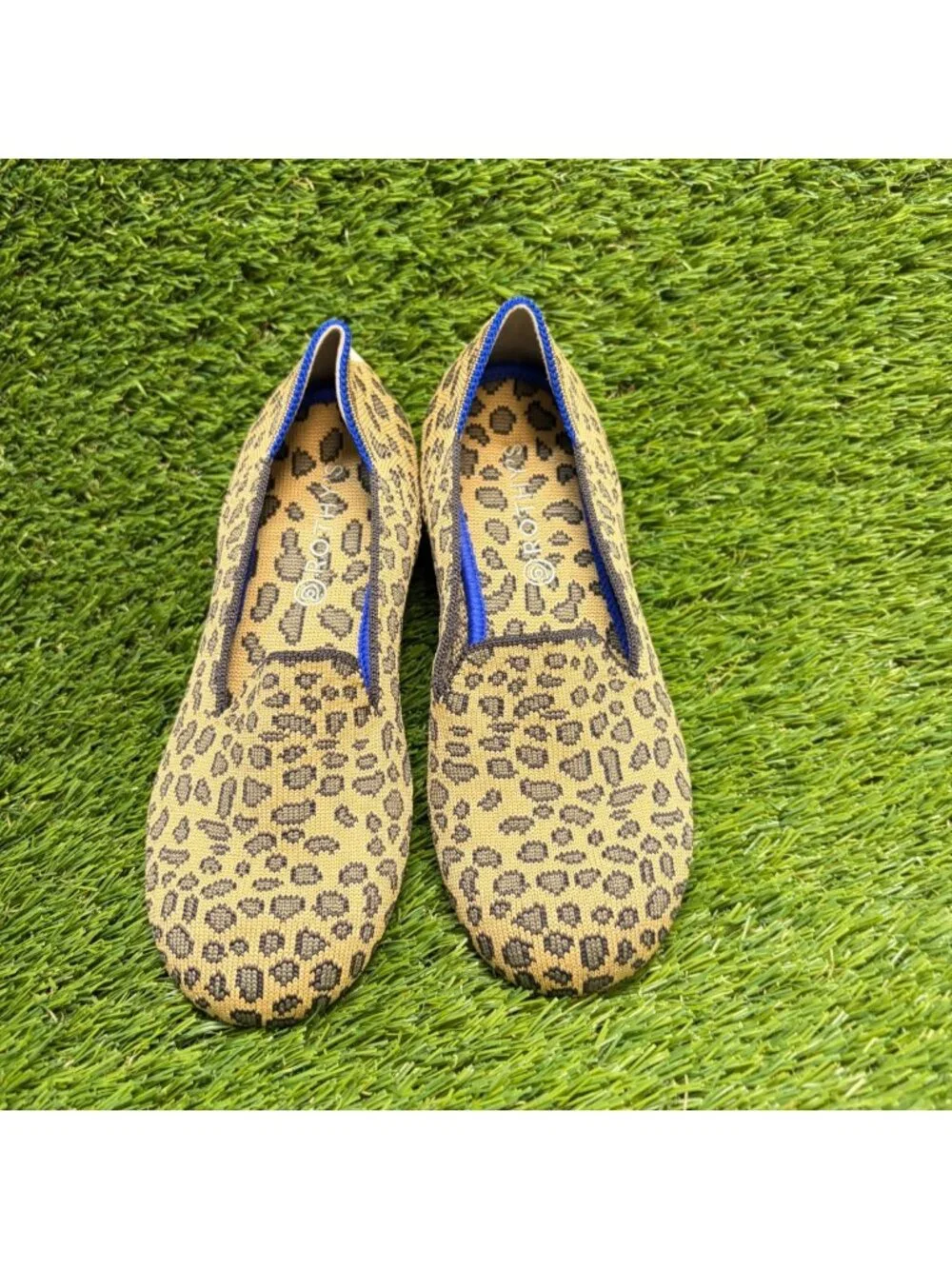 Rothy's The Loafer Girls Size 3Y Mocha Leopard Print Casual Classic Slip On Shoe